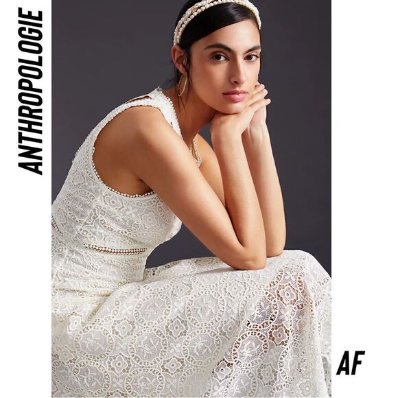 ANTHROPOLOGIE LACE CUT OUT MAXI DRESS NEW SIZE 10 - Picture 5 of 11